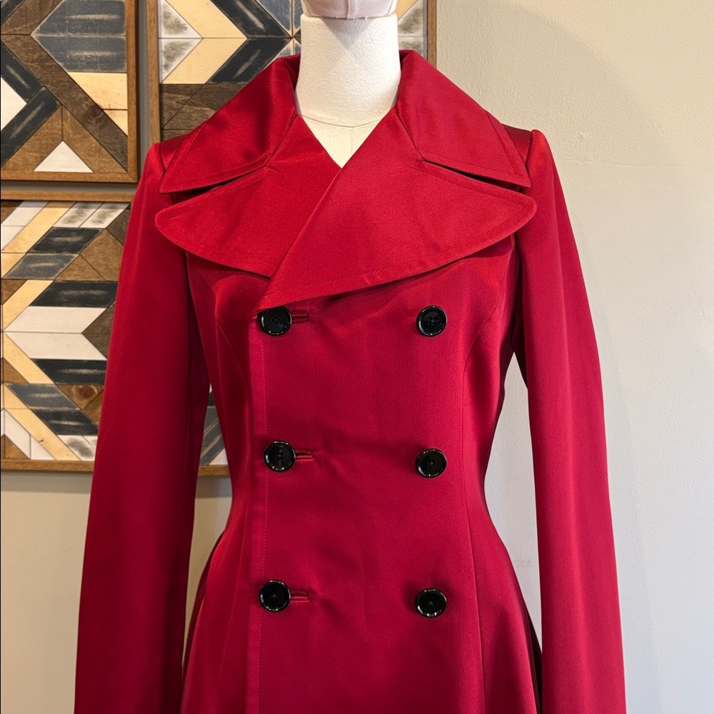 Vintage Ralph Lauren Collection Red Silk Flared A-Line Princess Coat size 8 NWT - Picture 3 of 16